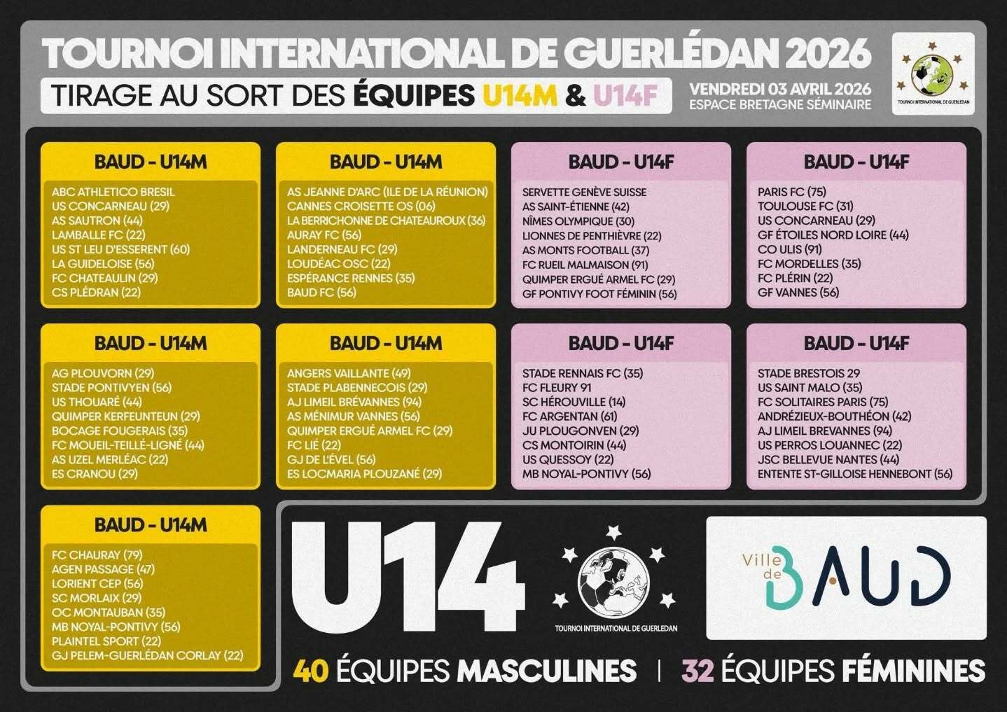 LES GROUPES SONT SORTIS POUR LE TIG 2026